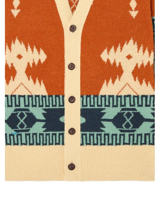 Alanui Orange Patterned Button Cardigan for men