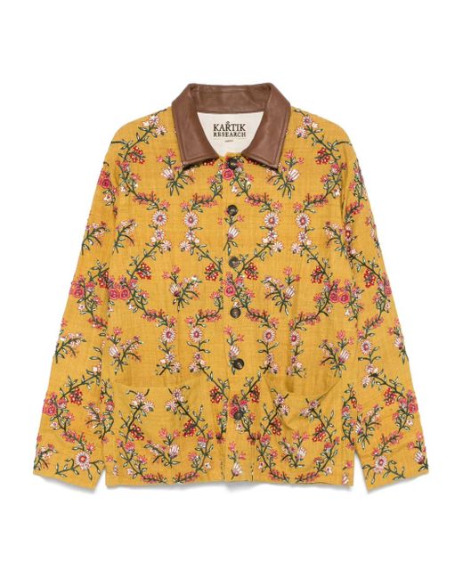 Kartik Research Yellow Floral-Embroidery Jacket for men