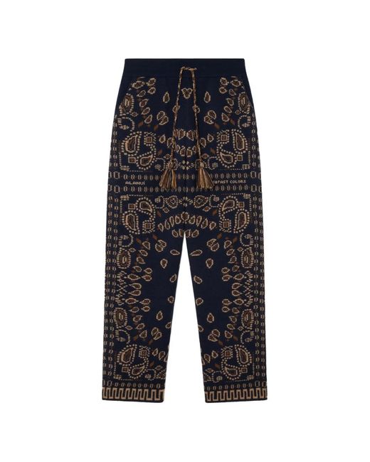 Alanui Gray Bandana-Jacquard Wool Trousers for men