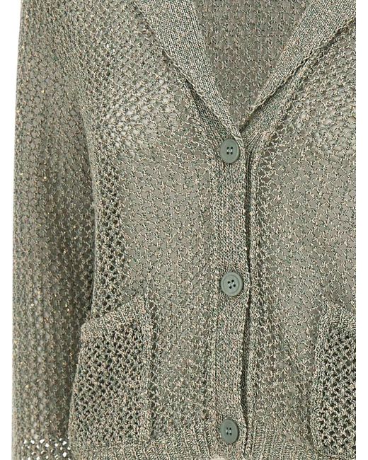 Kangra Green Openwork Sequin Cardigan
