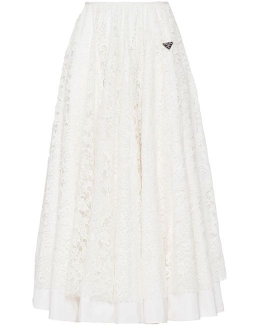 Prada White Lace Midi-skirt