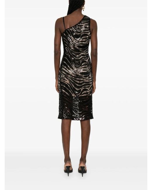 Just Cavalli Black Paillette-Embellished Midi Dress