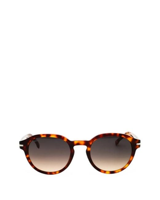 Boss Brown Tortoiseshell-Effect Round-Frame Sunglasses for men