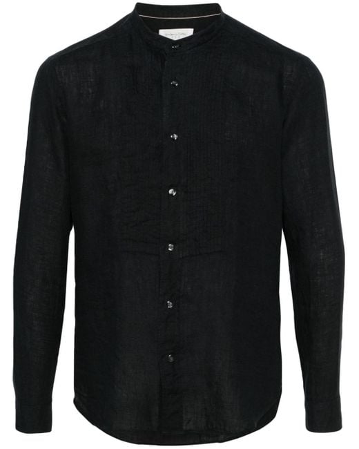 Tintoria Mattei 954 Black Pintuck-detail Linen Shirt for men