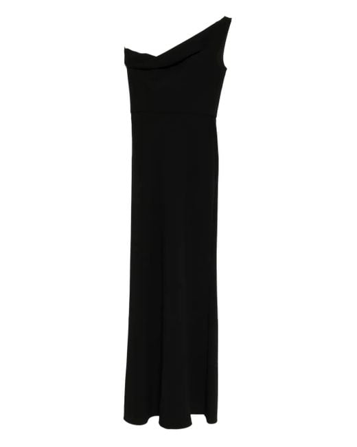 Amsale Black One-Shoulder-Robe Aus Krepp