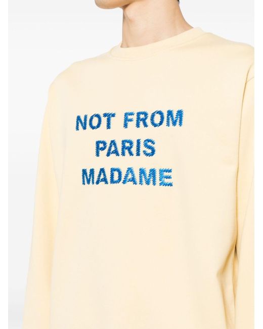 Drole de Monsieur Yellow Slogan-embroidered Sweatshirt for men