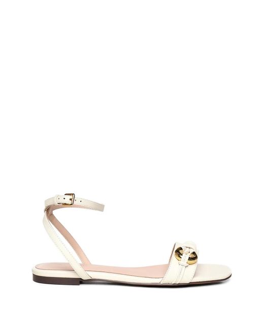 Coccinelle White Buckle-Fastening Leather Sandals