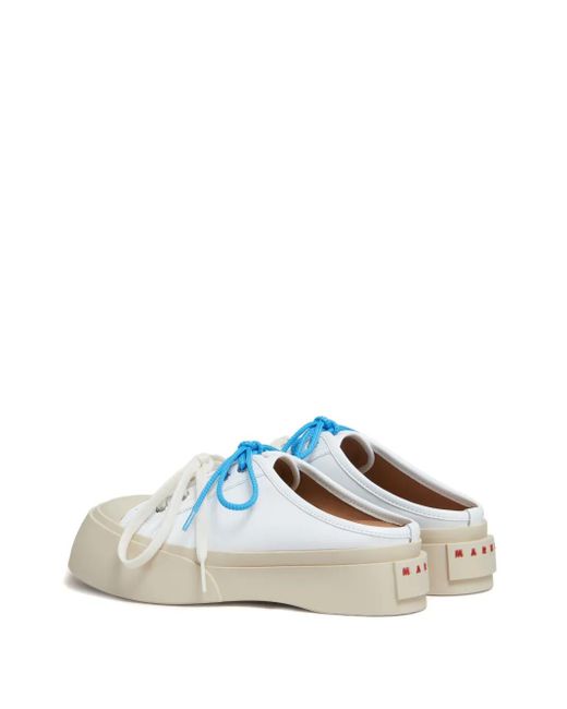 Marni Blue Leather Pablo Lace-Up Sabots