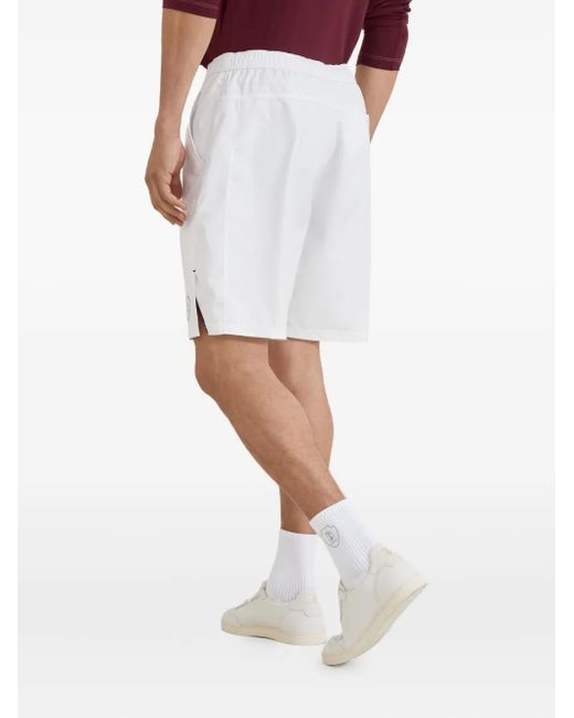 Brunello Cucinelli White Elastic-Waist Panelled Shorts for men