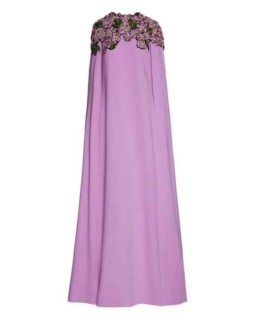 Vestido de fiesta con capa y lentejuelas Oscar de la Renta de color Purple