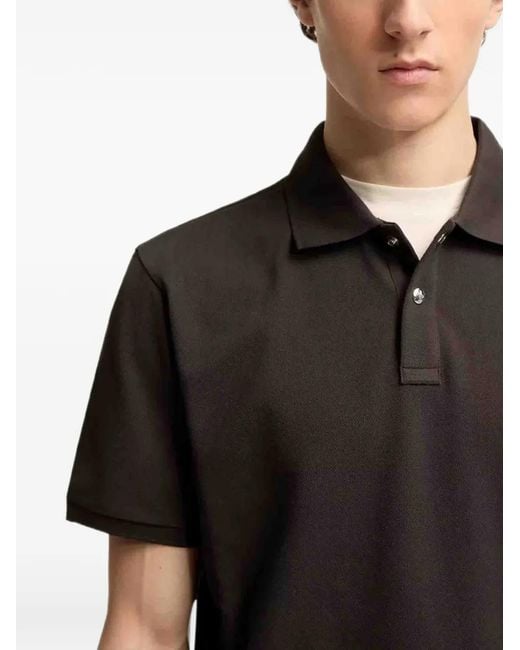 Moncler Black Logo-Patch Short-Sleeve Polo Shirt for men