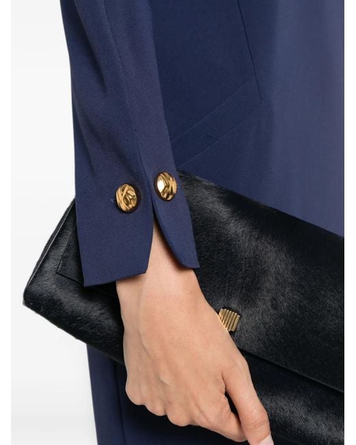 Max Mara Blue Button-Cuff Mini Dress