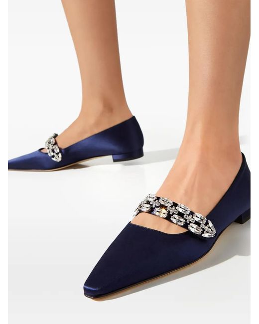 Manolo Blahnik Blue Tamolflat Point-Toe Pumps