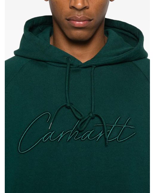 Carhartt Green Ray Logo-Embroidered Hoodie for men