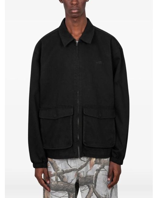 AWAKE NY Black Zip-Up Shirt Jacket for men