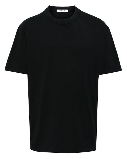 Tekla Black Plain Organic-cotton T-shirt for men
