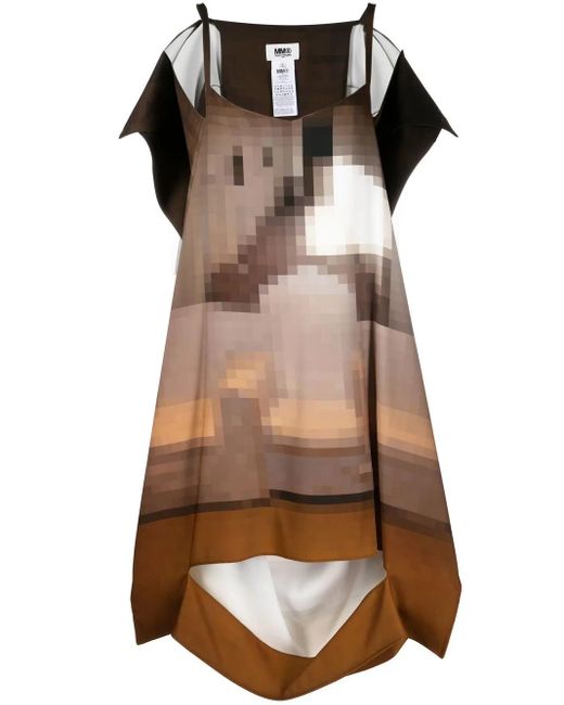 MM6 by Maison Margiela Brown Draped Sleeveless Dress