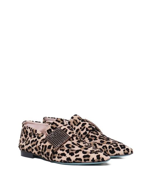 Fratelli Russo White Leopard-Print Embellished Loafers