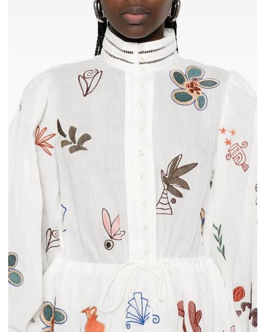 ALÉMAIS White X Lrnce Mina Floral-Embellishment Mini Dress