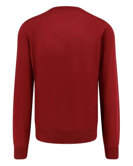 Brunello Cucinelli Red Round-Neck Cashmere Sweater for men
