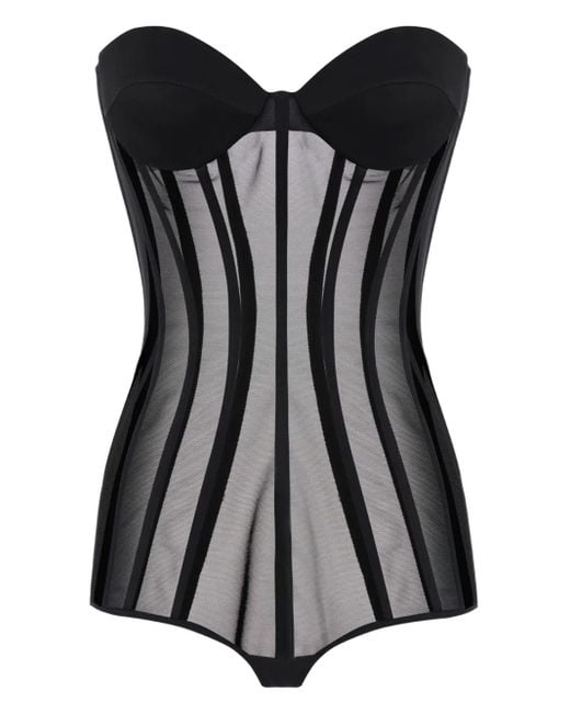 Elisabetta Franchi Black Corset-Style Bodysuit