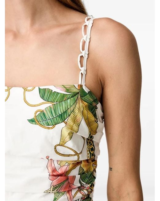 Farm Rio Metallic Robe Mi-Longue Tropical Royalty À Design Sans Manches