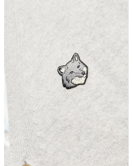 Maison Kitsuné White Logo-Patch Cardigan for men
