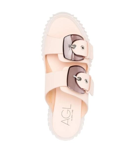 Agl Attilio Giusti Leombruni Pink Agatha Double-Buckle Slippers