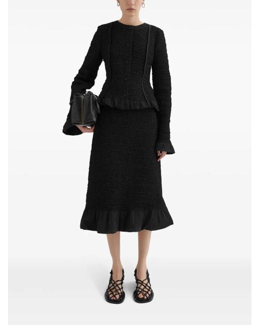 Jil Sander Black Chaqueta Puños-Dobladillo Drap Negro