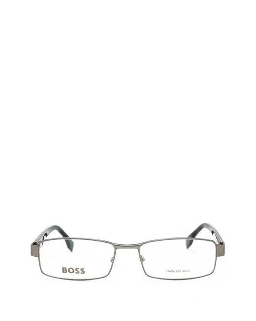 Boss White Rectangle-Frame Glasses for men