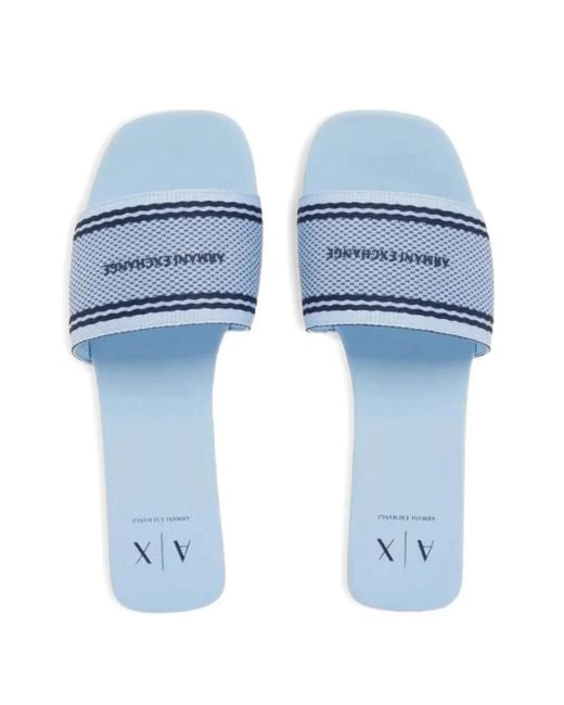 ARMANI EXCHANGE White Jacquard Flat Sandals
