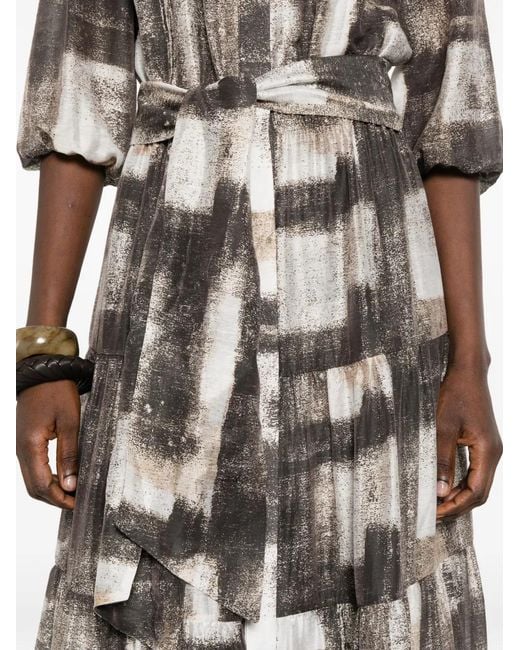 Kiton White Tie-Waist Tiered Maxi Dress