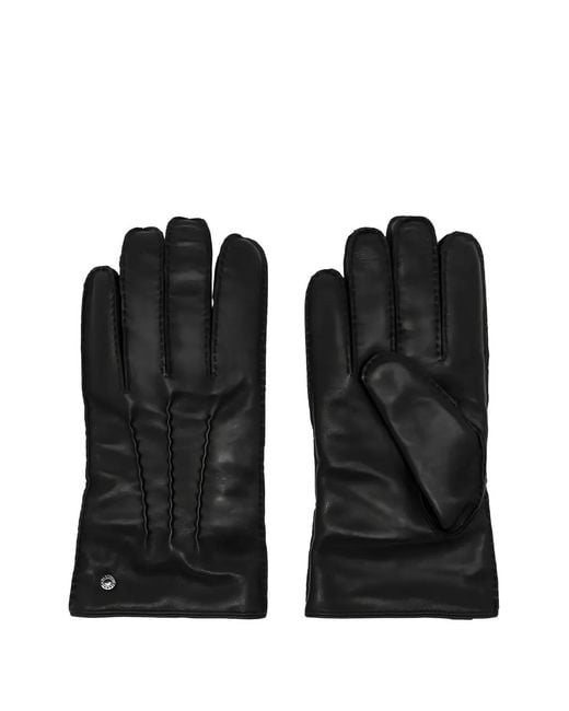 Gianni Chiarini Black Leather Stitched Gloves for men