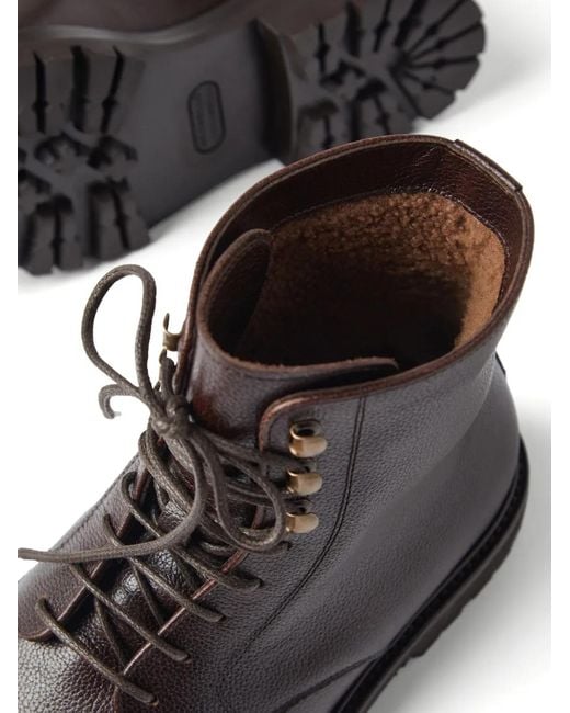 Brunello Cucinelli Brown Leather Ankle Boots for men