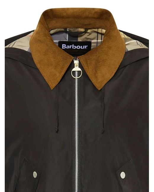 Barbour Black Weaver Corduroy-Collar Hooded Coat