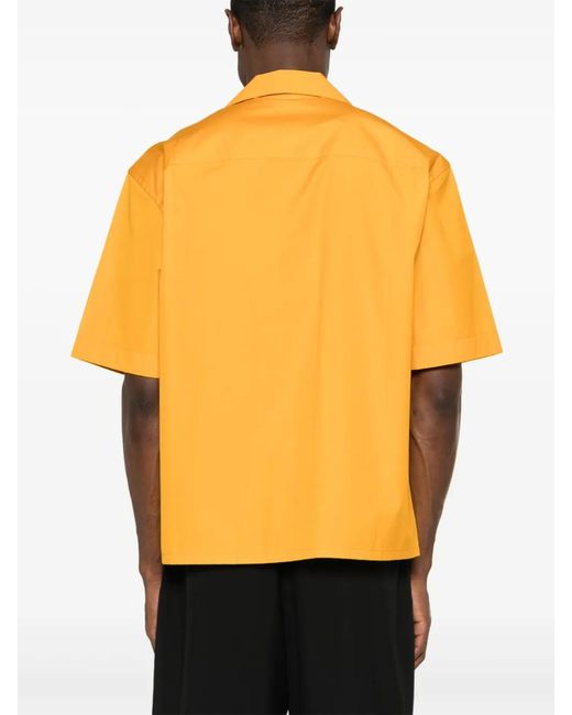 Marni Yellow Logo-Print Poplin Shirt for men
