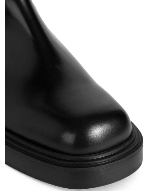 Ferragamo Black Leather Block-Heel Boots