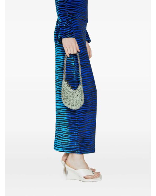 Rabanne Blue Tiger-Print Maxi Skirt