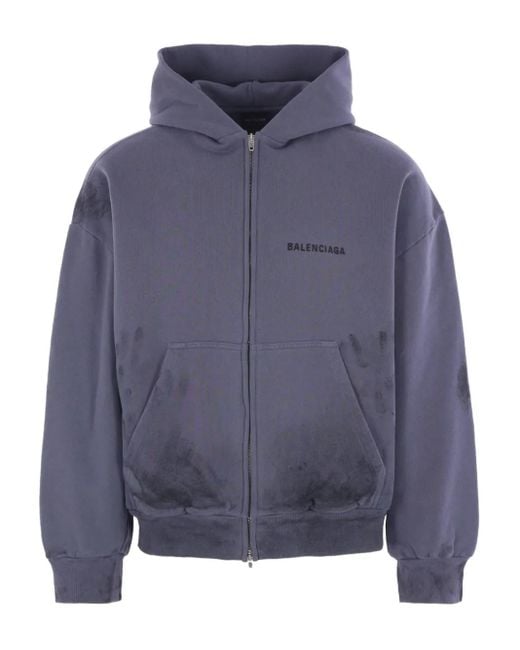 Hoodie Zippé À Logo Balenciaga pour homme en coloris Blue