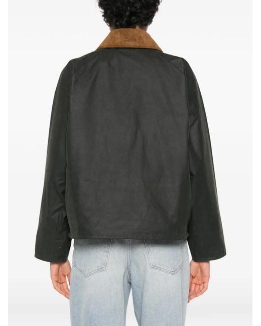 Barbour Black Corduroy-Collar Waxed Jacket