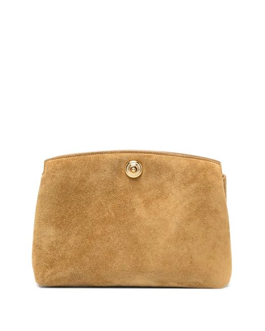 Liffner Natural Push-Lock Suede Clutch Bag