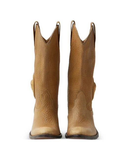 Versace Brown Houston Leather Texan Boots 35 Mm