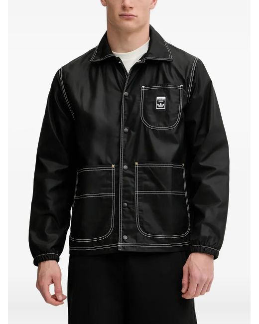 メンズ Adidas コントラストステッチ シャツジャケット Black