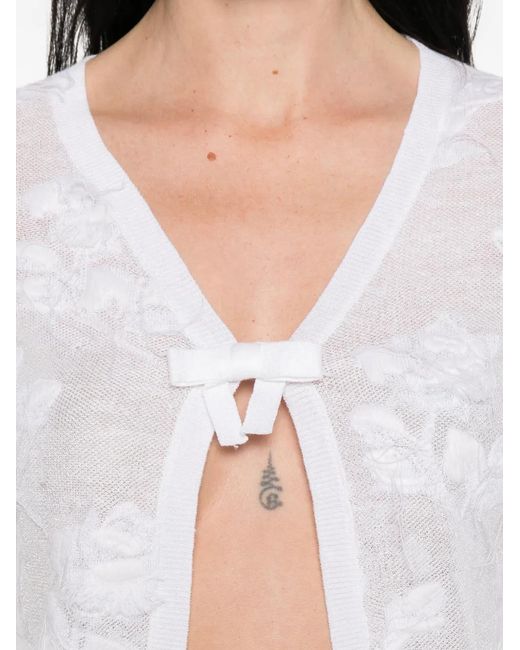 ShuShu/Tong White Threadwork Bow Cardigan