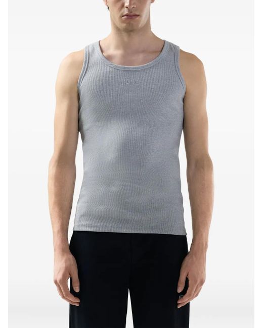 Gcds Gray Ribbed Tank Top for men