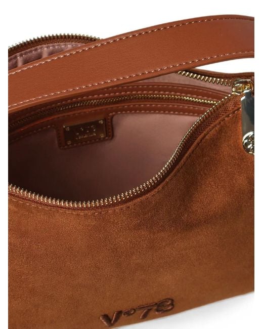 V73 Brown Danielle Logo-Embroidered Shoulder Bag