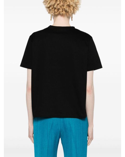 Parlor Black Corded-lace-detailing Cotton T-shirt