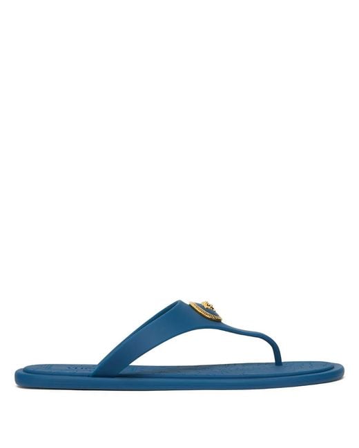 Versace Blue Alia Rubber Flat Sandals