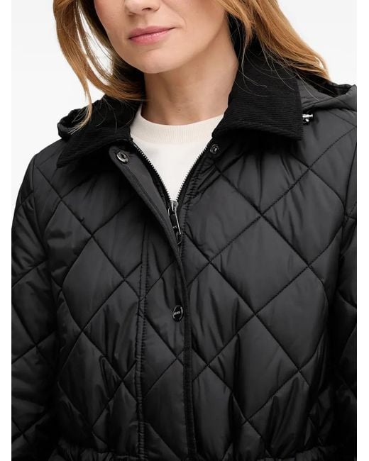DKNY Black Hooded Quilted Parka