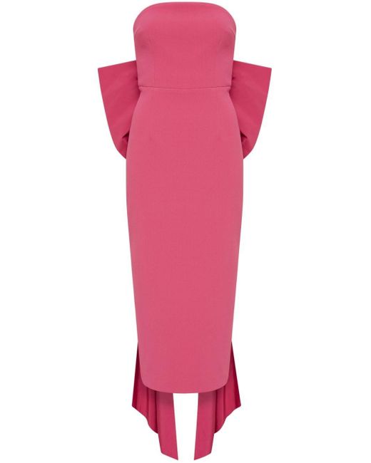 Rebecca Vallance Pink Anais Oversize-bow Strapless Midi Dress